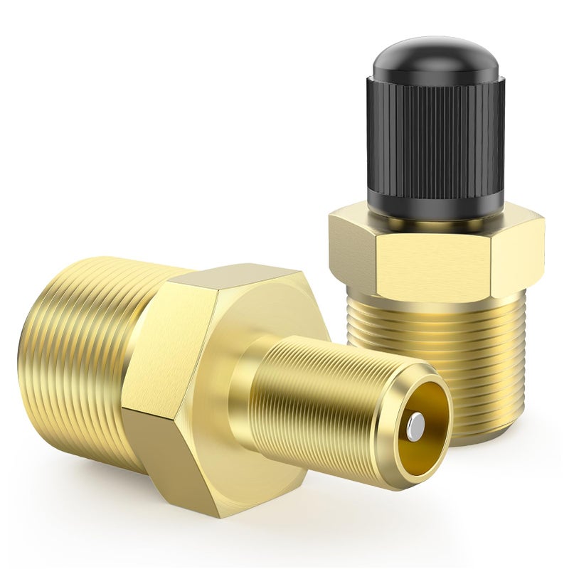 FlyCoco 2 Pack Air Inflator Adapter 14 NPT m to Standard Schrader Valve m Brass Tire Inflator Connector to Upgrade The Air Chuck for Auto Portable Air CompressorPump Air Hose